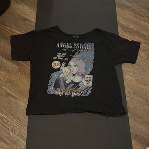 Boys Lie Off the Shoulder Black Angel Psychic Tee